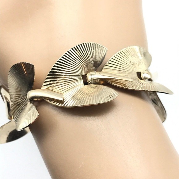 Napier Signed Vintage 925 Sterling Silver Leaves Link Bracelet 6.5" - Picture 5 of 9